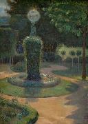 Johannes Martini Park mit Skulptur und Lampe Spain oil painting artist